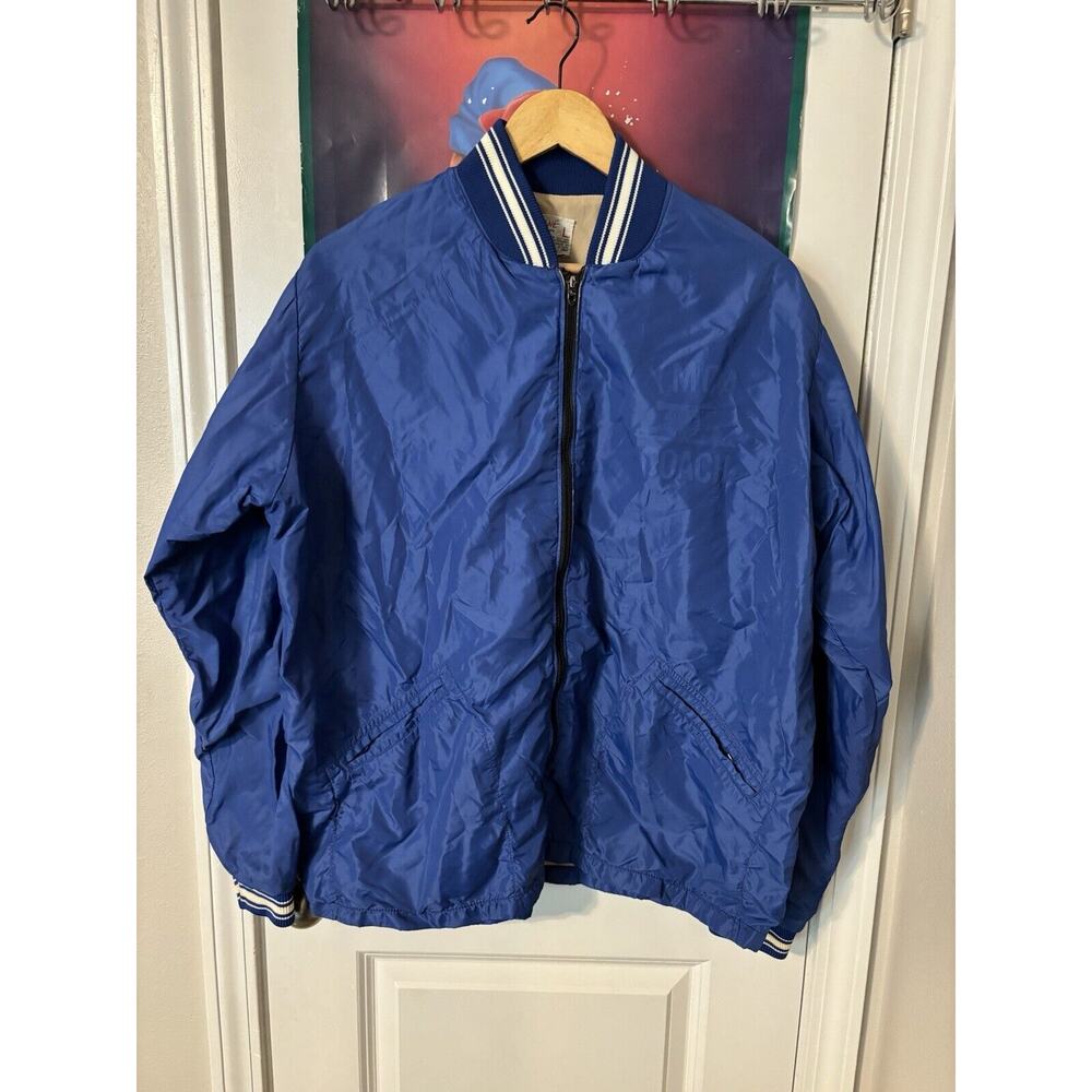 vintage 60s ymca coach rare blue zip up mens Large